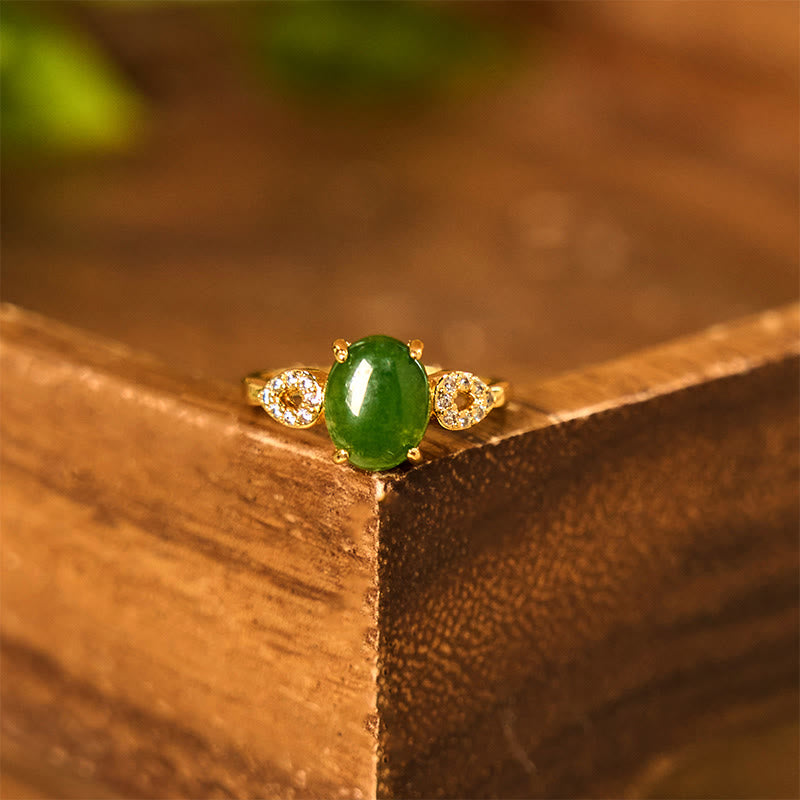 Natural Jade Adjustable Buckle Prosperity Ring