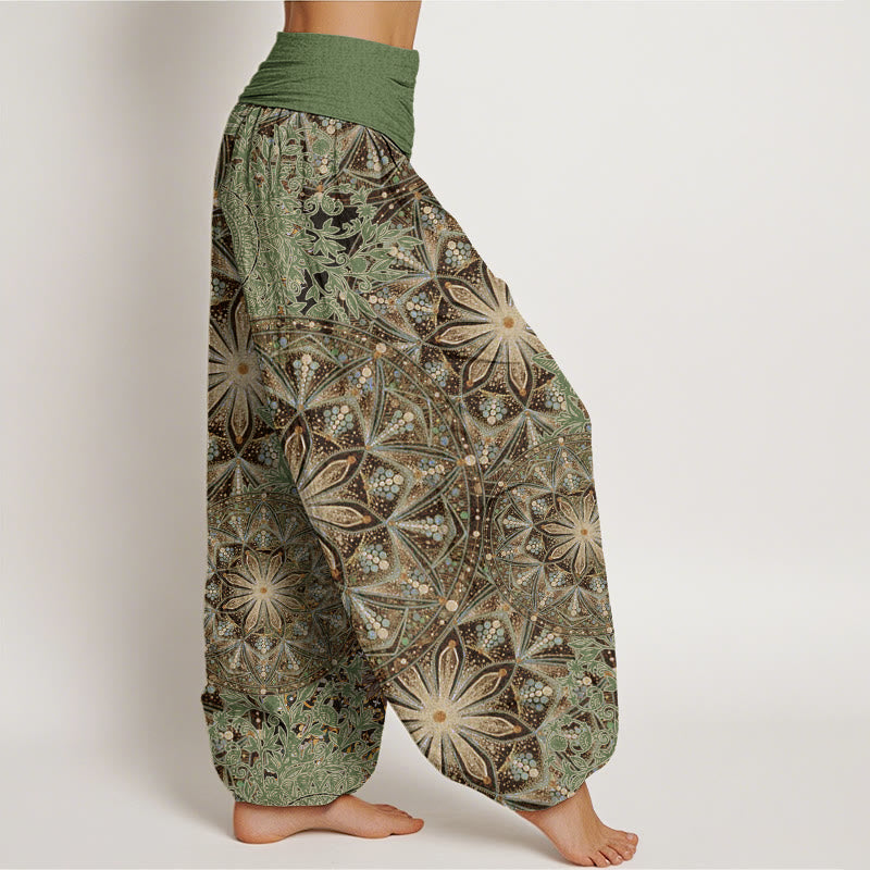 Casual Brightly Overlapping Mandala Pattern Women's Elastic Waist Harem Pants