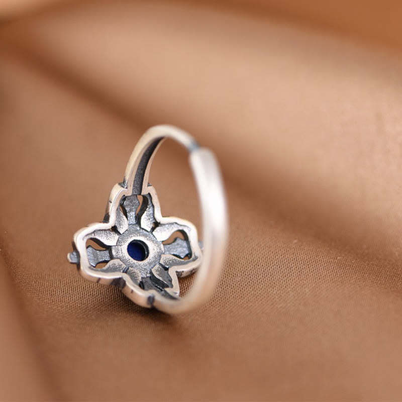 Tibet 925 Sterling Silver Natural Lazurite Positive Adjustable Ring