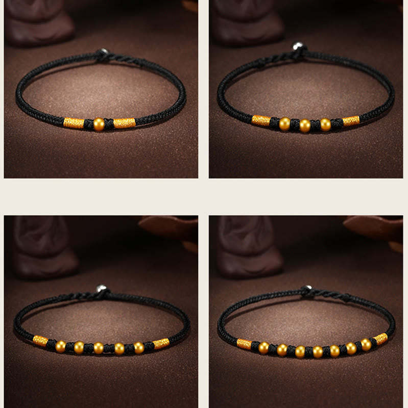 999 Gold Beads Luck King Kong Knot Handmade Braided Protection Bracelet