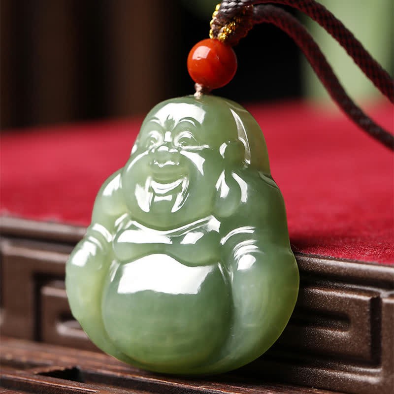 Laughing mystic zen Hetian Jade Abundance Necklace String Pendant