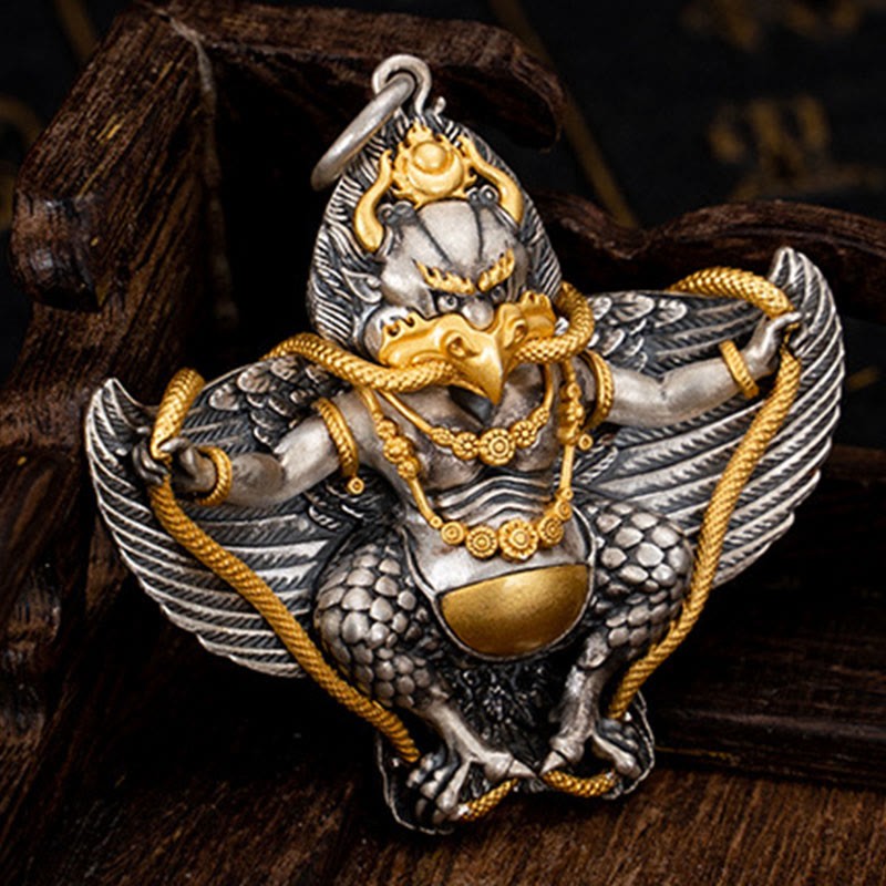 925 Sterling Silver Tibetan Garuda Bird Wisdom Necklace Pendant