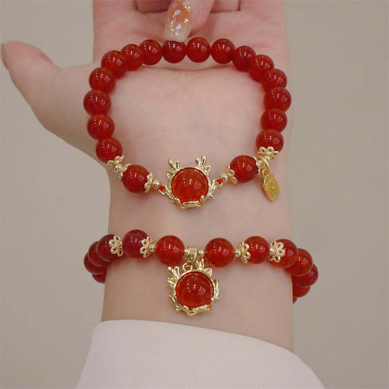 Year of the Dragon Red Agate Jade Peace Buckle Fu Character Success Bracelet (Extra 30% Off | USE CODE: FS30)