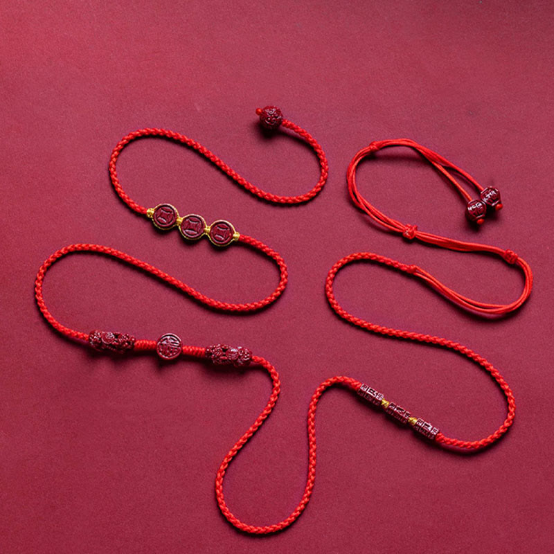 Natural Cinnabar PiXiu?Calm Blessing Red String Belly Chain