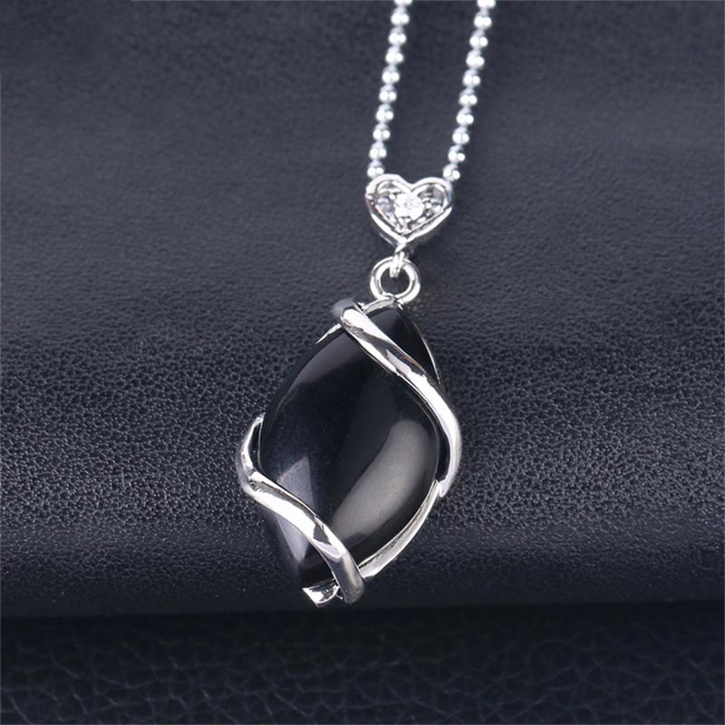 Marquise Pattern Natural Crystal Stone Charm Necklace Pendant