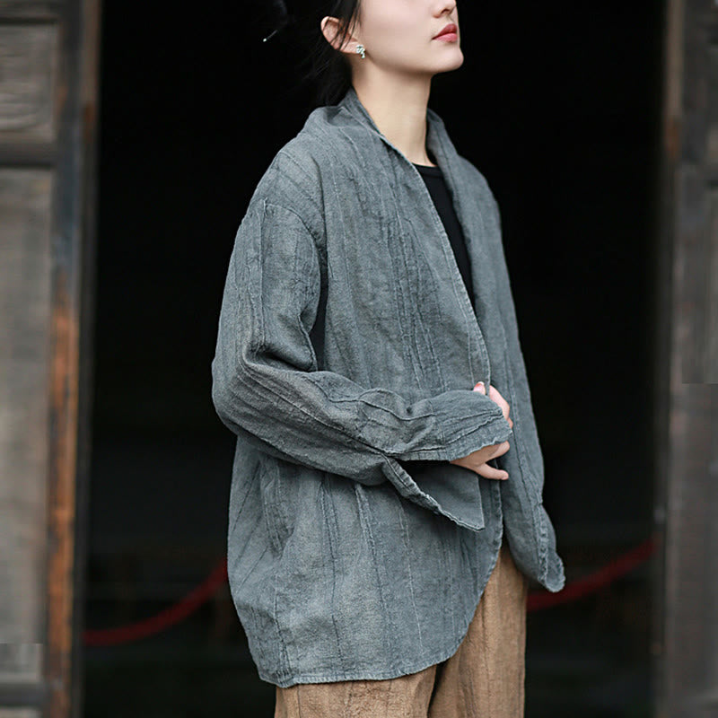 Solid Color Tie Dye Long Sleeve Zen Meditation Open Front Jacket