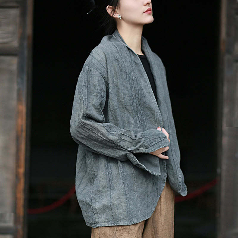 Solid Color Tie Dye Long Sleeve Zen Meditation Open Front Jacket
