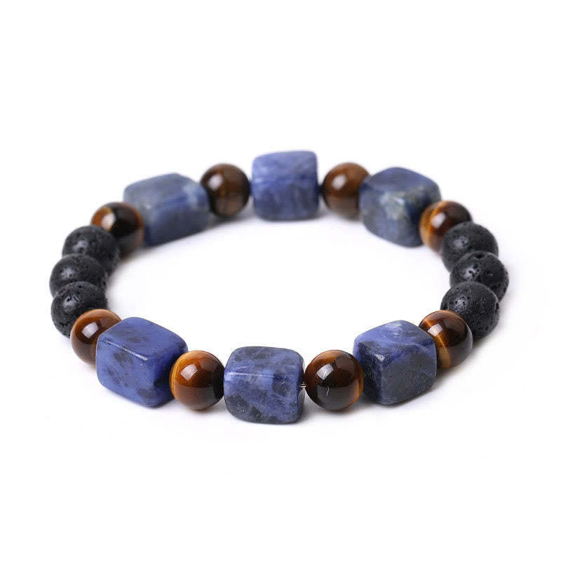 Various Crystals Cube Amethyst Lava Rock Support Bracelet