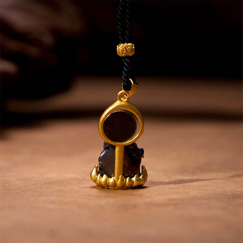 Tibetan Yellow Jambhala Yellow God of Wealth mystic zen Serenity Necklace Pendant