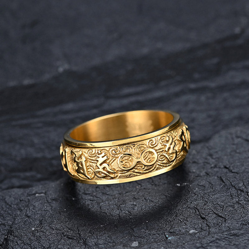 Six True Words Balance Calm Titanium Steel Ring