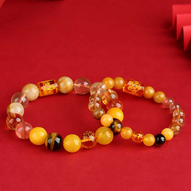 Five Elements God Of Wealth Various Crystal Agate Wealth Luck Bracelet