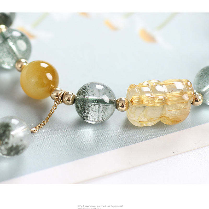 Green Phantom Citrine PiXiu Confidence Bracelet