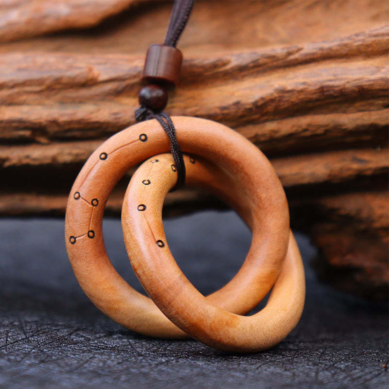 Jujube Wood Taoist Yin Yang Ring Qiankun Circle Luck Ward Off Evil Spirits Necklace Pendant