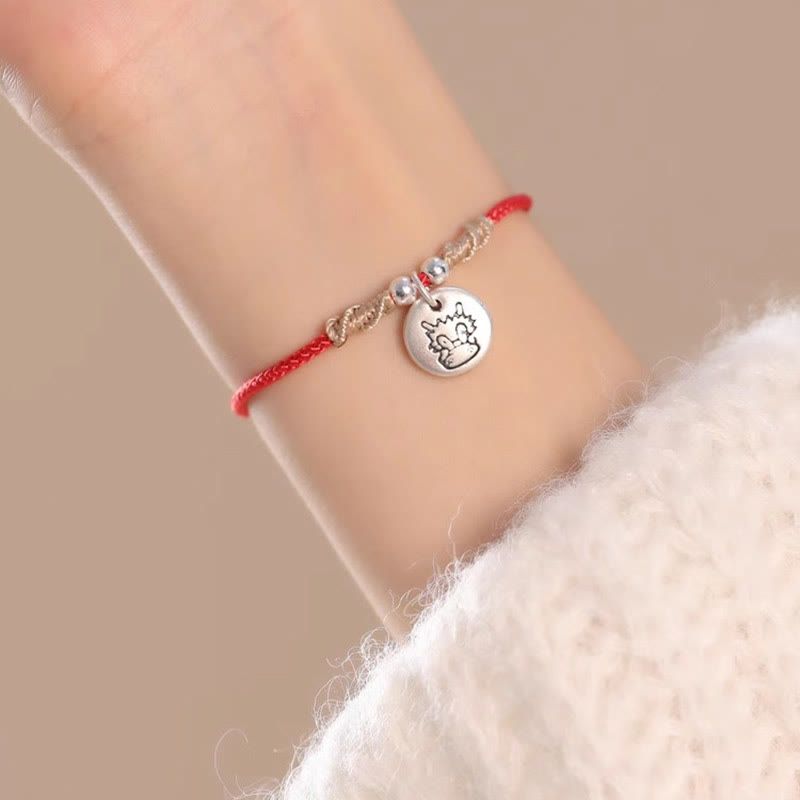 Handmade 999 Sterling Silver Year of the Dragon Cute Chinese Zodiac Luck Braided Bracelet (Extra 30% Off | USE CODE: FS30)