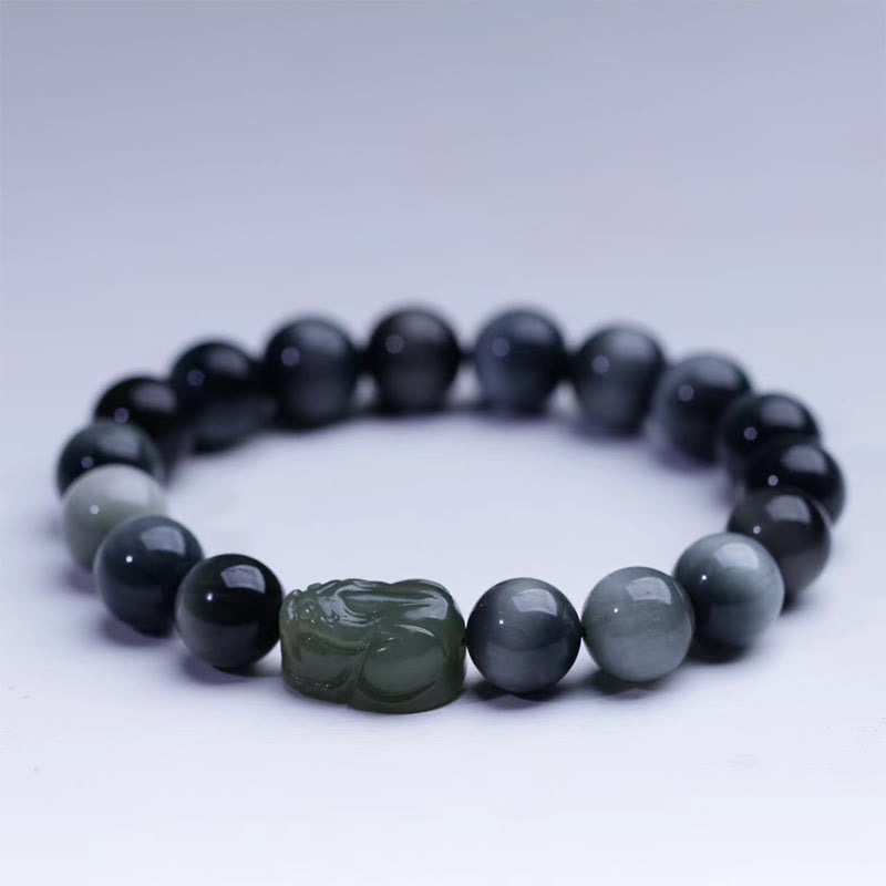 Natural Eagle's Eye Stone Hetian Jade Pixiu Confidence Bracelet