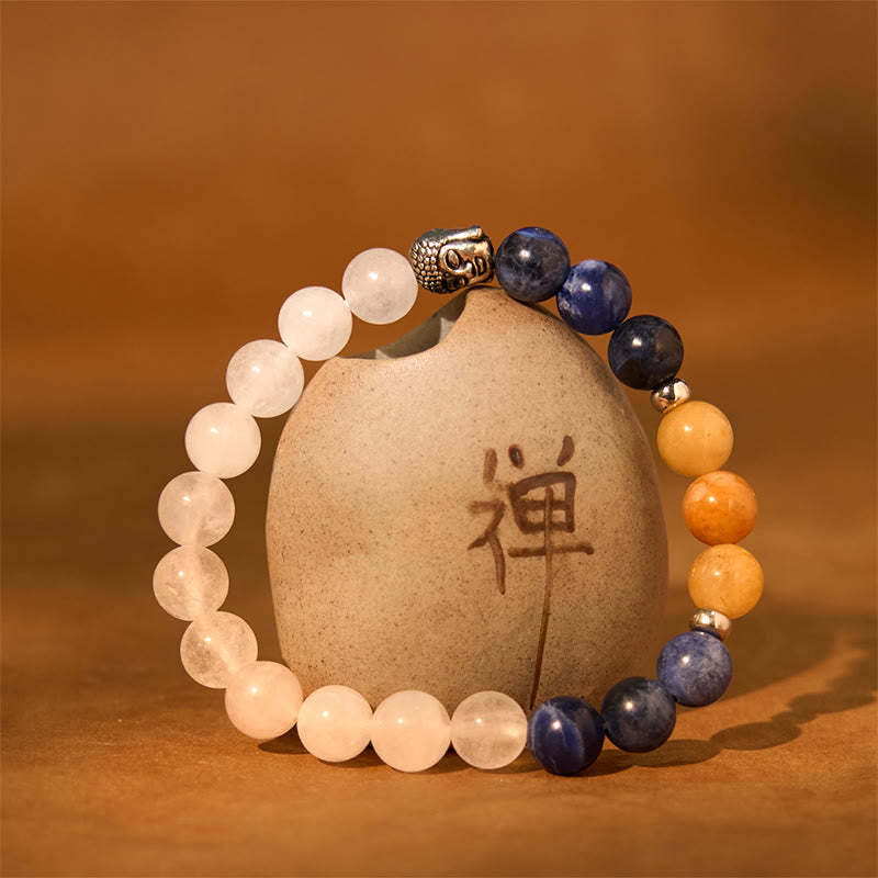 Natural Black Onyx White Stone Green Aventurine Tiger Eye Agate Mixed Color mystic zen Head Protection Bracelet