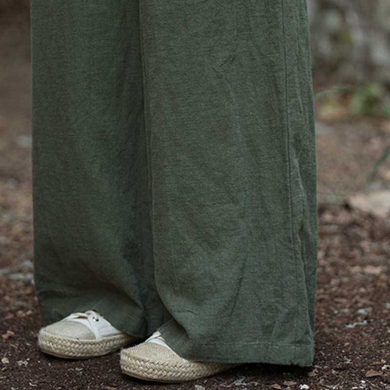Retro Wide Leg Pants Casual Women's Yoga Pants With Pockets