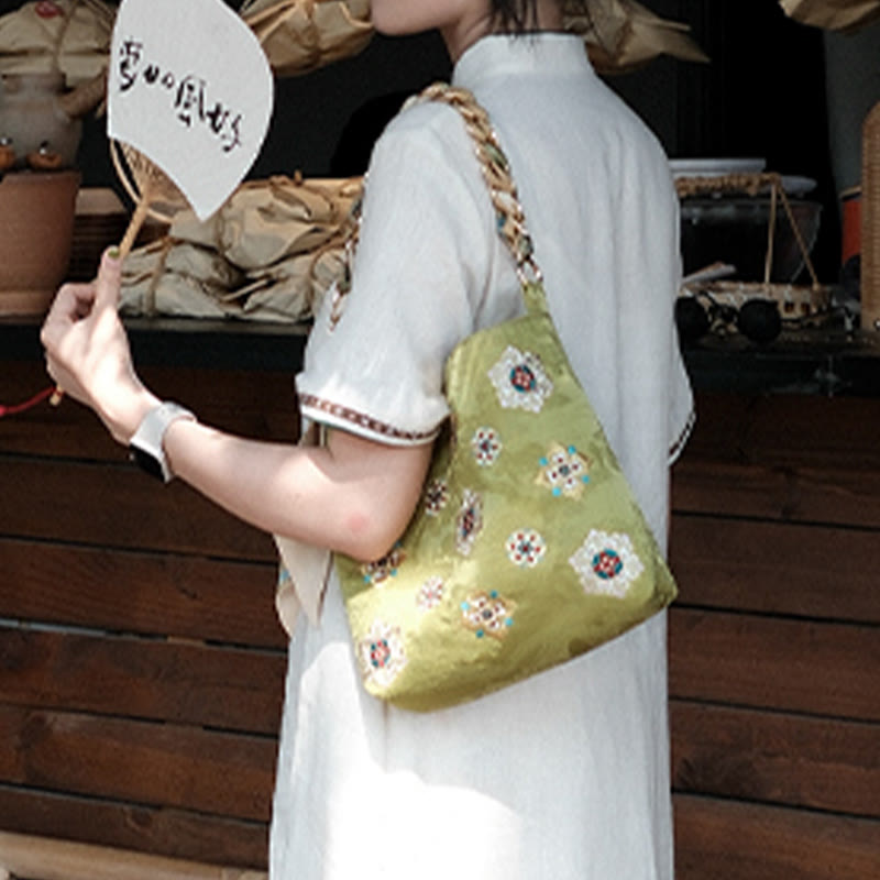 Satin Su Embroidery Journey Shopping Shoulder Bag Handbag Crossbody Bag
