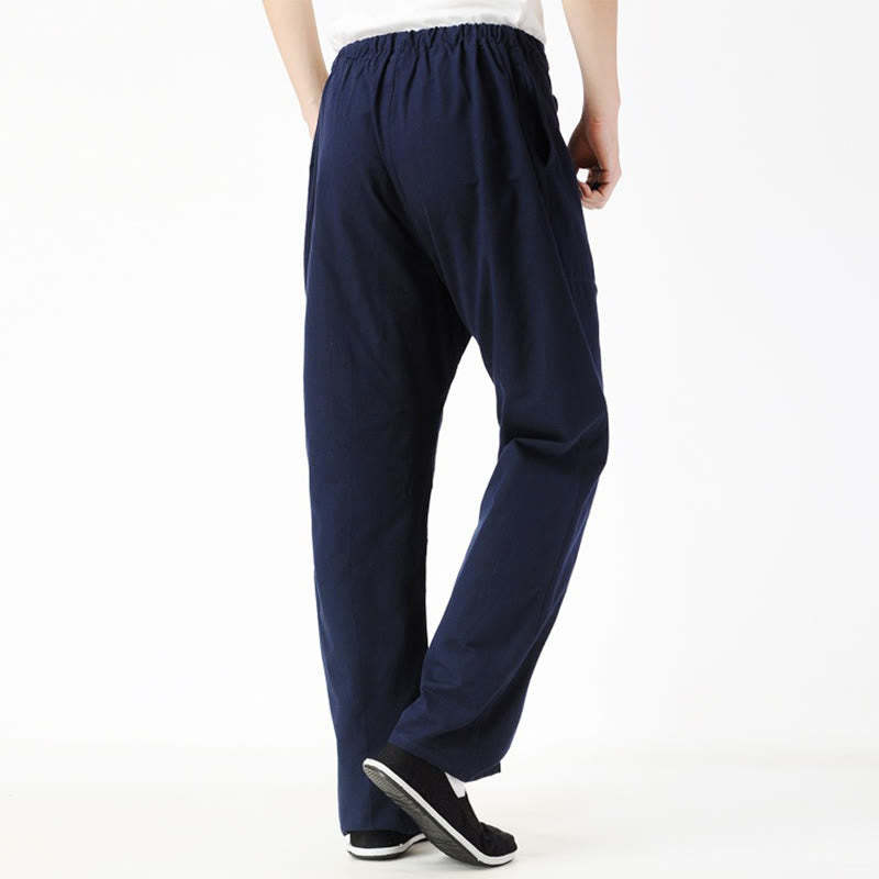 Fall Solid Color Men's Drawstring Pants With Pockets
