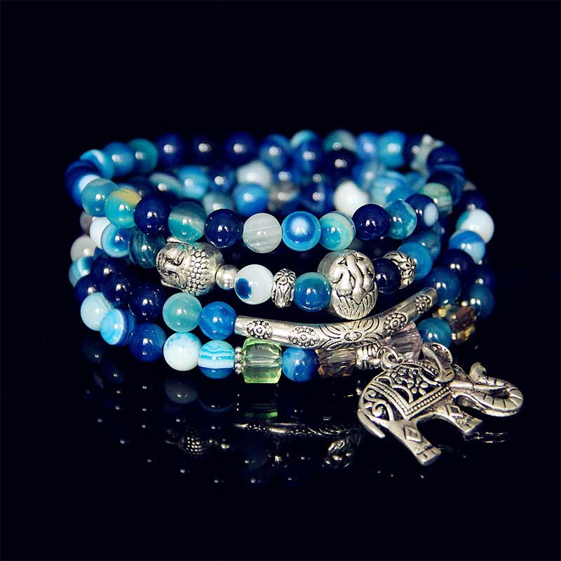 Natural Agate Elephant mystic zen Hope Bracelet
