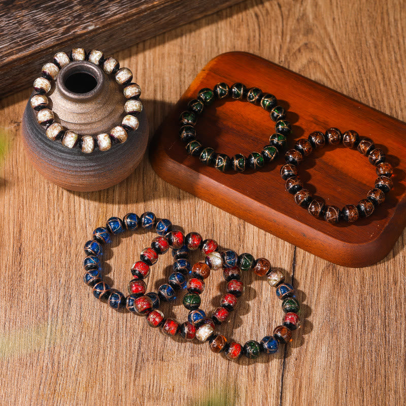 Tibetan Classic Liuli Glass Bead Luck Wealth Bracelet
