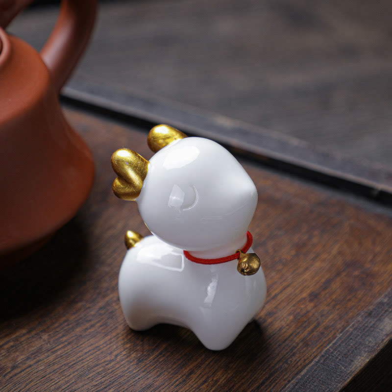 Mini Deer Tea Pet Ceramic Home Desk Figurine Decoration