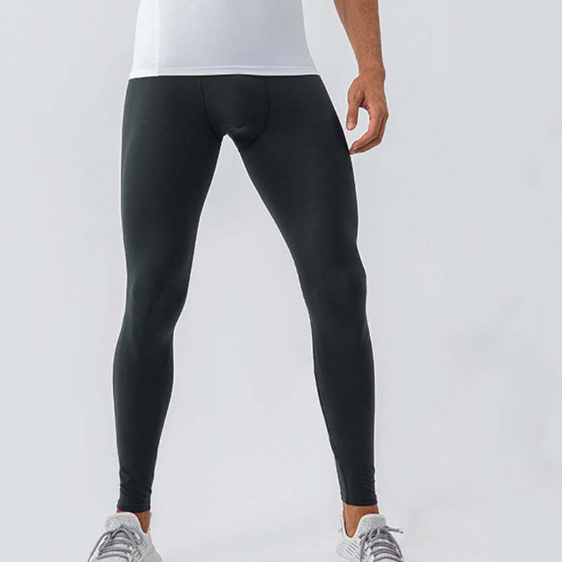 Plain High Waist Elastic Breathable Sports Men's Leggings Pants
