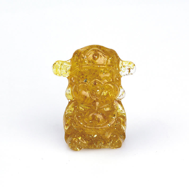 God of Wealth Amethyst Crystal Resin Energy Fortune Home Decoration