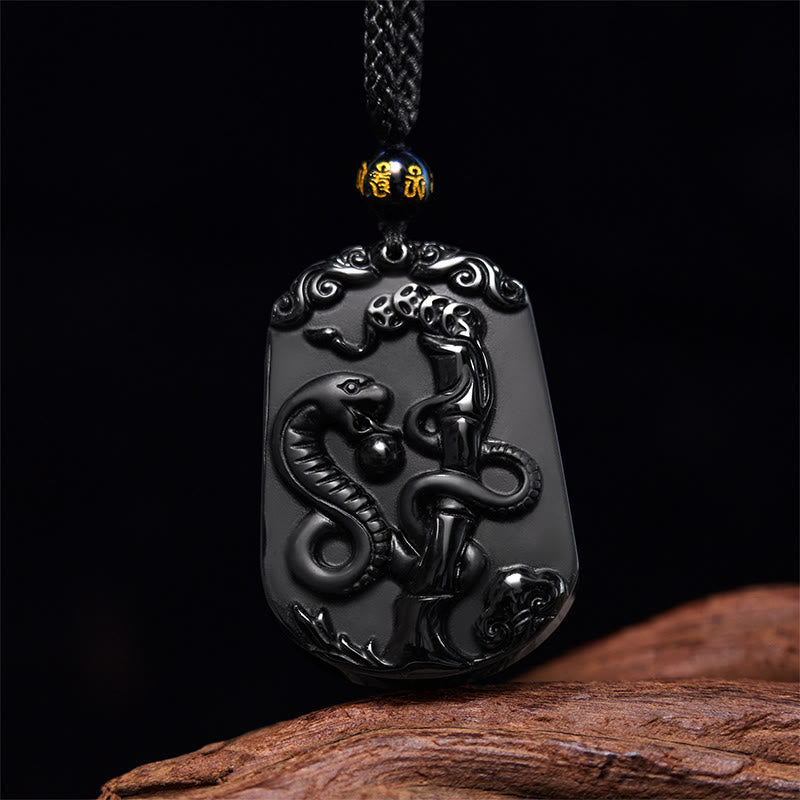 Chinese Zodiac Obsidian Purification Fulfilment Necklace Pendant