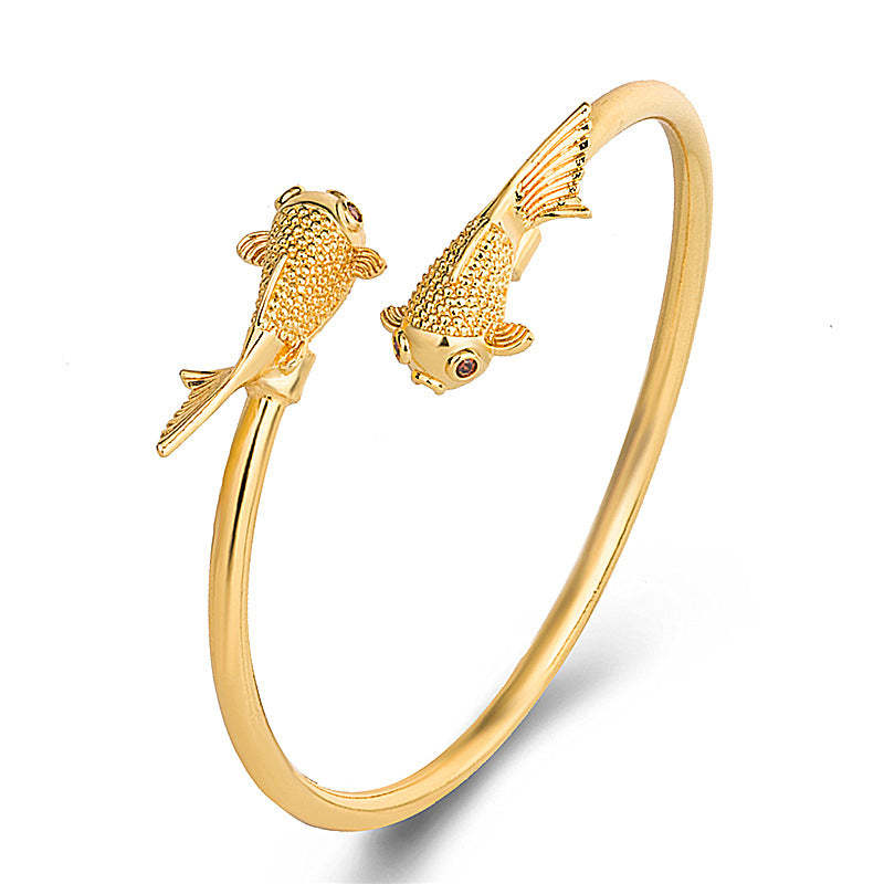 Double Koi Fish Copper Prosperity Wealth Bracelet