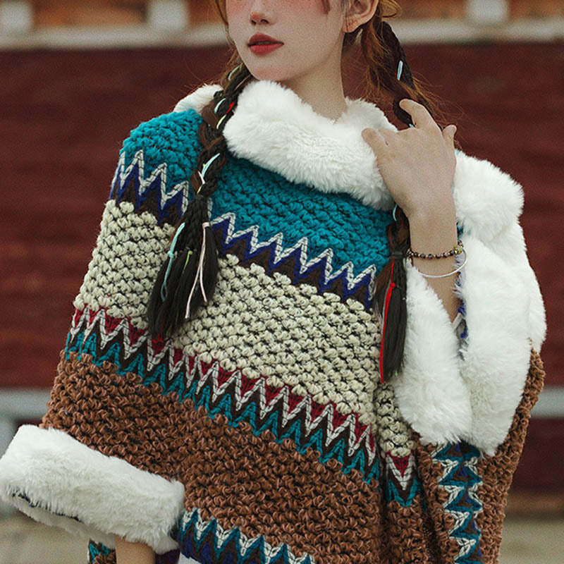 Tibetan Multicolored Striped Shawl Winter Cozy Travel Scarf Wrap