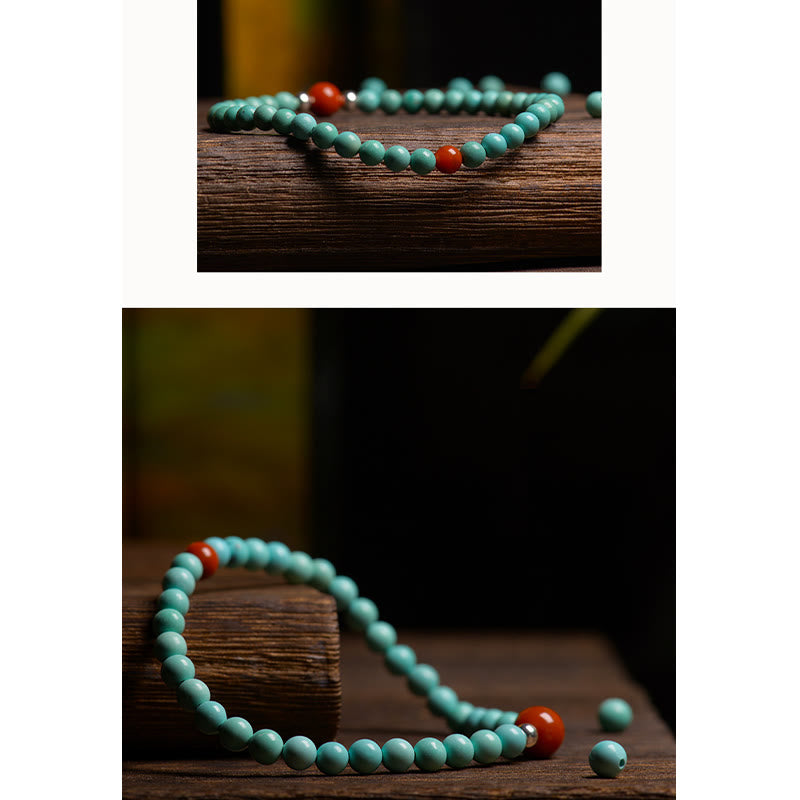 Turquoise Red Agate Bead Protection Bracelet