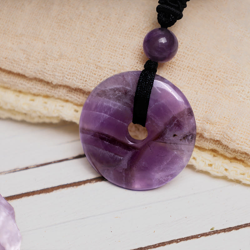 Lucky Coin Pendant Healing Crystal Gemstone Necklace