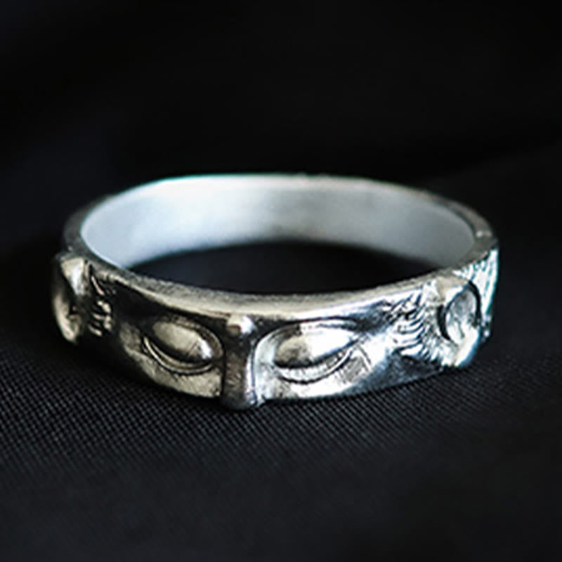 999 Sterling Silver mystic zen Eyes Protection Ring