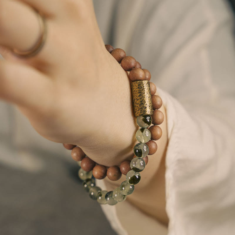 Green Rutilated Quartz Natural Sandalwood Purification Bracelet