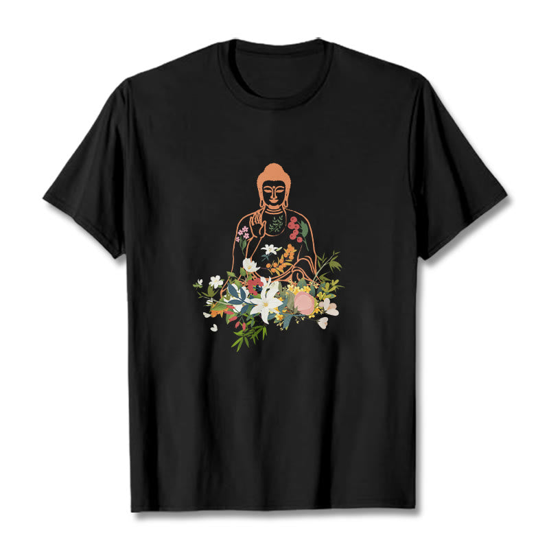 Meditating mystic zen Blooming Flowers Pattern Tee T-shirt