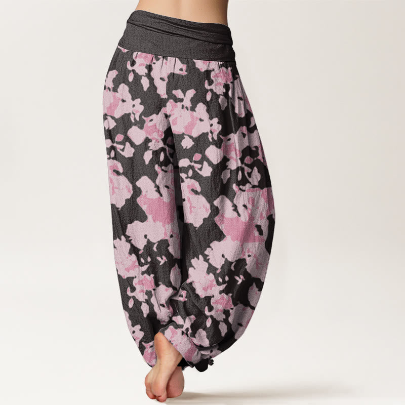 Casual Abstract Camouflage Pattern Women's Elastic Waist Harem Pants