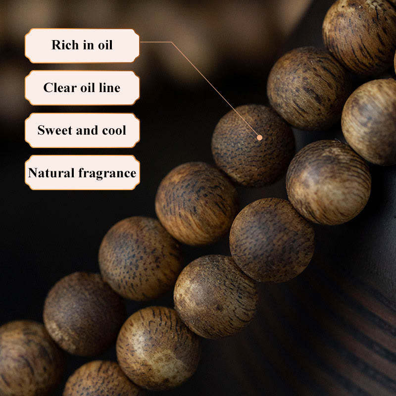 108 Mala Beads Hainan White Qinan Agarwood Calm Strength Bracelet