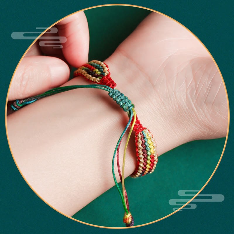 Tibet Handmade Rainbow Multicolored Protection Braided String Bracelet