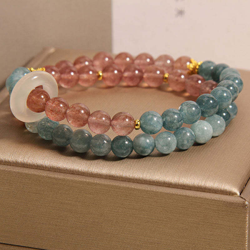 Jade Strawberry Quartz Abundance Luck Bracelet