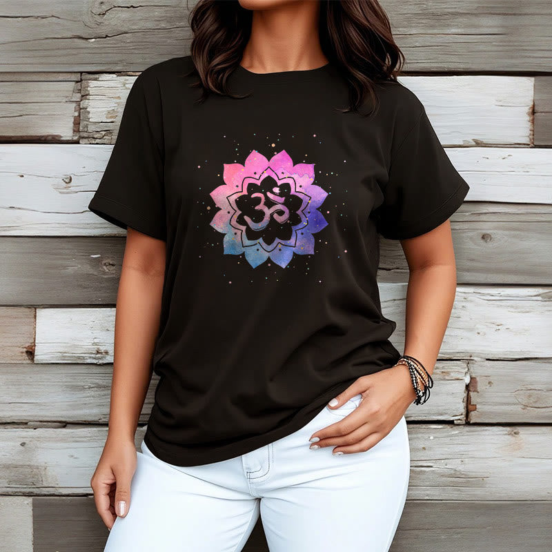 Om Colorful Lotus Cotton Tee T-shirt