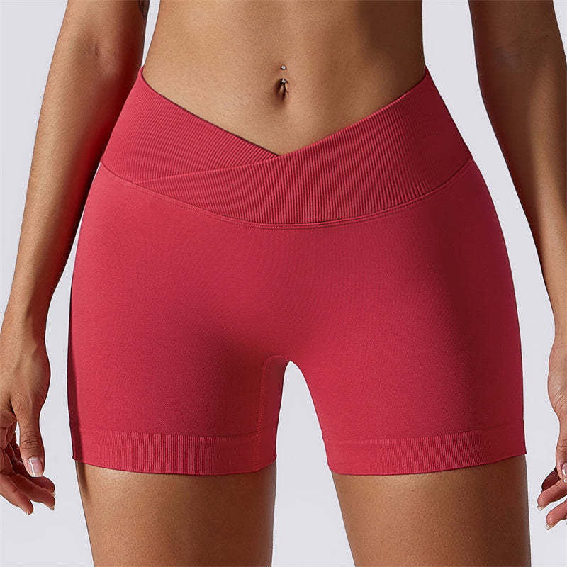 Women Seamless High Elasticity Sports Fitness High Waist Yoga Workout Shorts