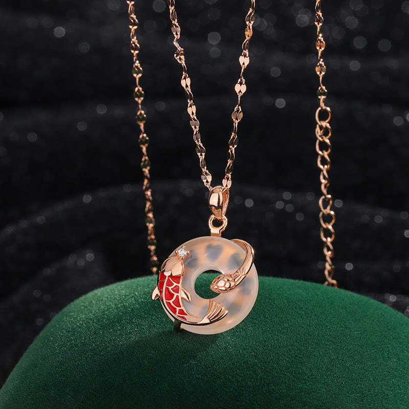 Chalcedony Peace Buckle 999 Sterling Silver Koi Fish Year Of The Snake Positive Necklace Pendant