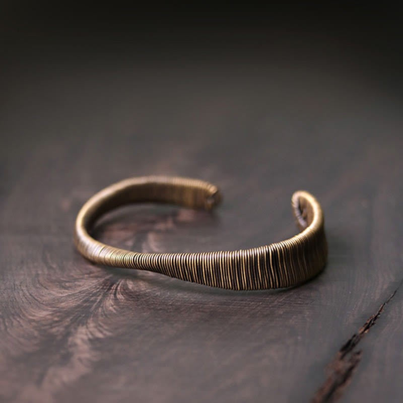 Simple Design Wrapped Copper Luck Wealth Adjustable Cuff Bracelet