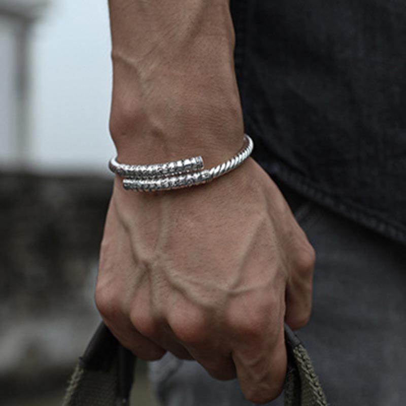 Tibetan Heart Sutra White Copper Charm Bracelet