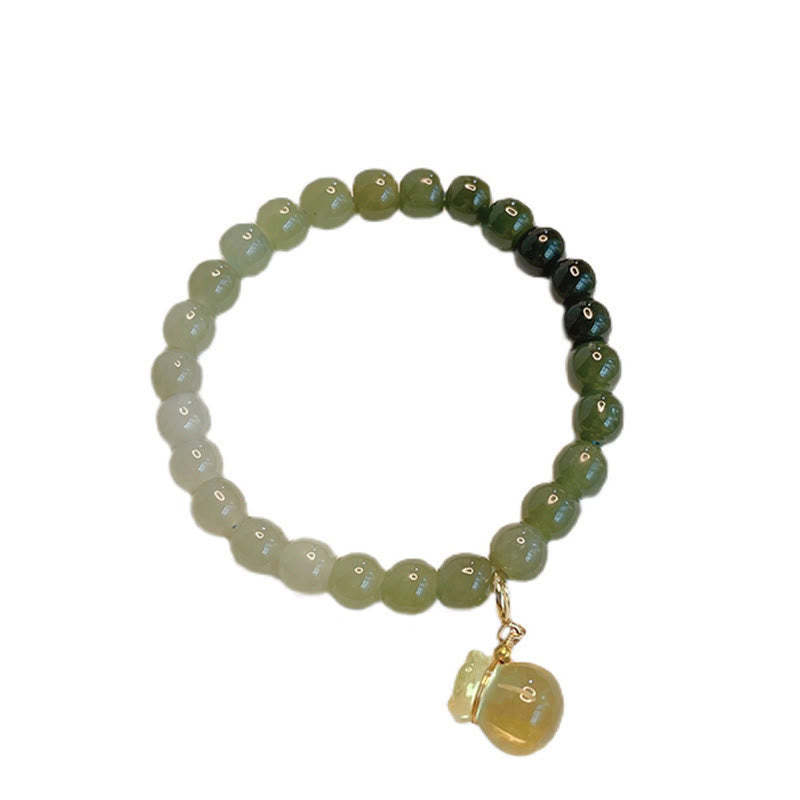 Natural Hetian Jade Money Bag Charm Bead Prosperity Bracelet