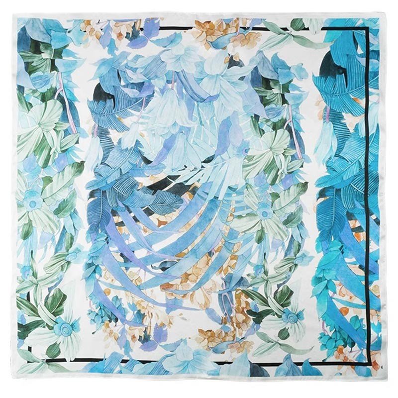 Jungle Oil Painting Auspicious Clouds 100% Mulberry Silk Scarf Premium Grade 6A Double-sided Silk Neck Scarf