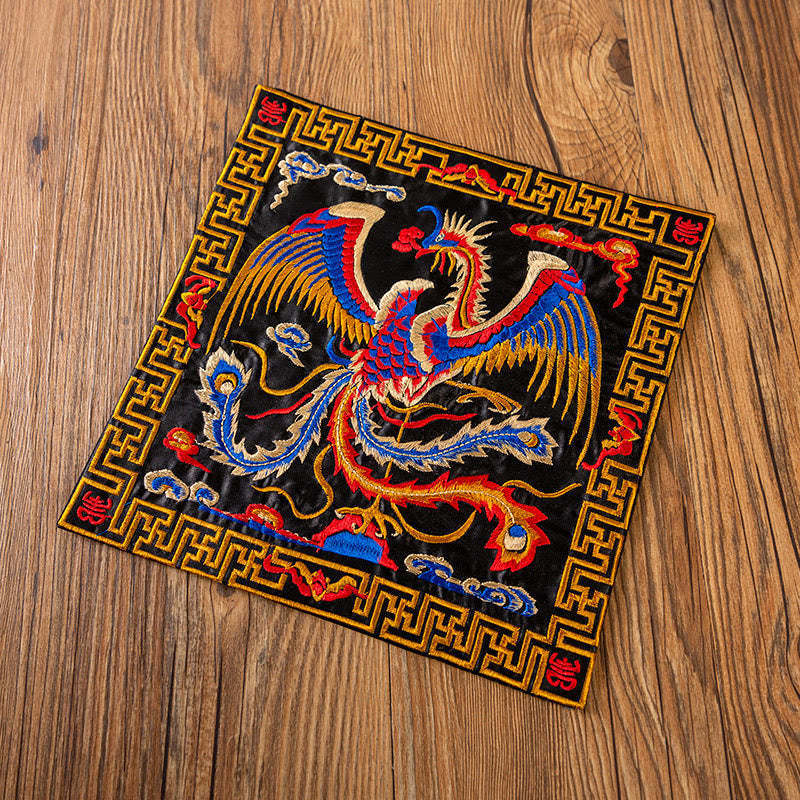 Phoenix Dragon Kirin Embroidery Cup Mat Pad Tea Cup Coaster Kung Fu Tea Mat