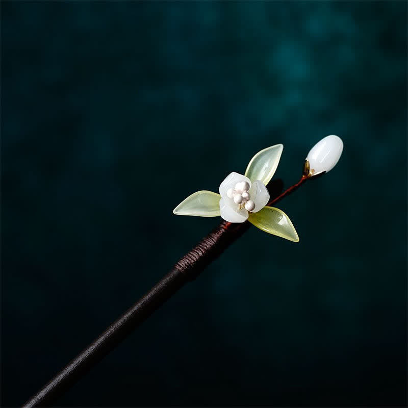 Pearl Flower Leaf Butterfly Happiness Hairpin