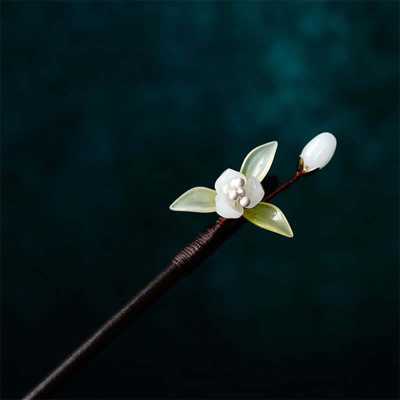 Pearl Flower Leaf Butterfly Happiness Hairpin